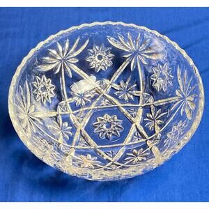 VTG Anchor Hocking Glass Serving Bowl Star of David Pattern 8.5" x 3.5" Sawtooth